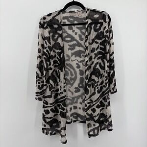 Easywear by Chicos‎ Black White Leopard Print Lightweight Cardigan Size 1 / US M